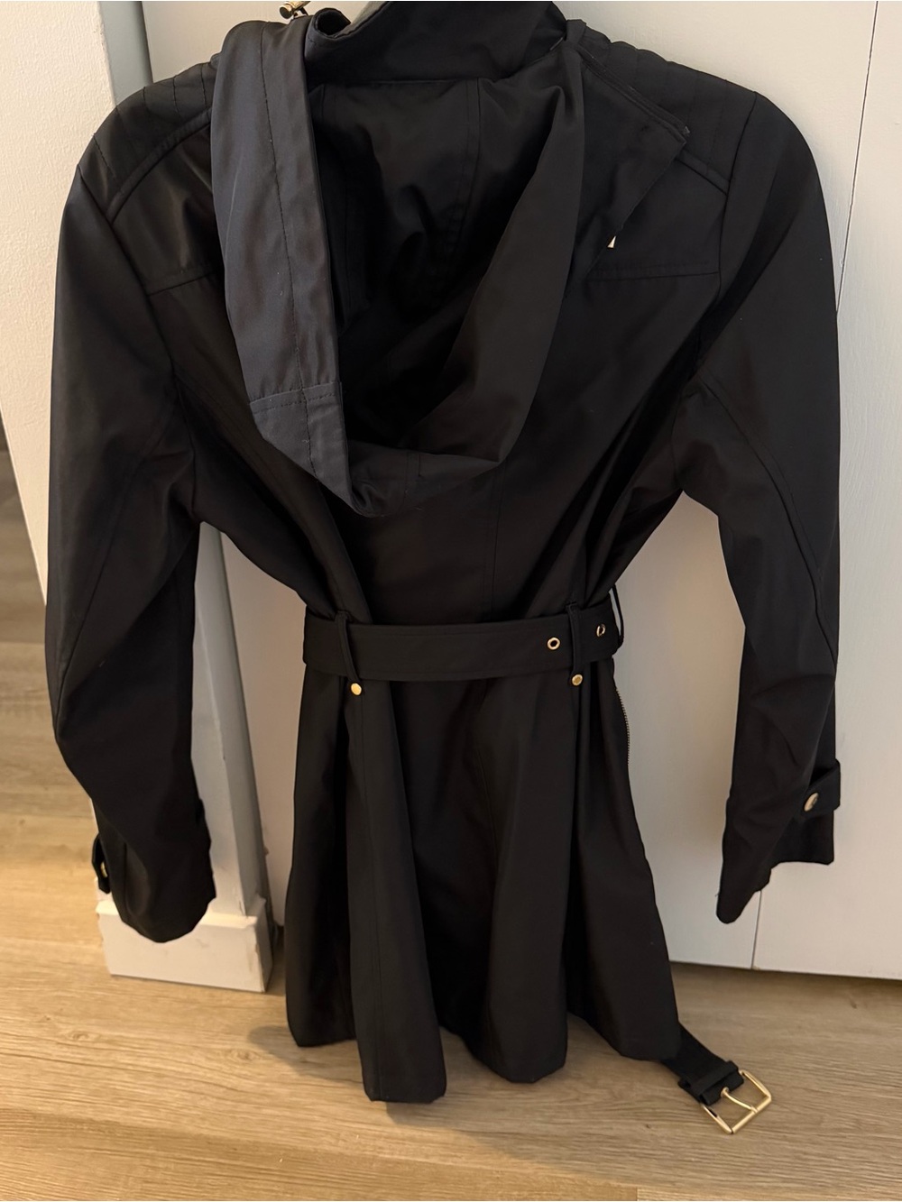 Michael Kors Black Rain Jacket with Gold Accents Size PL - Picture 2 of 7